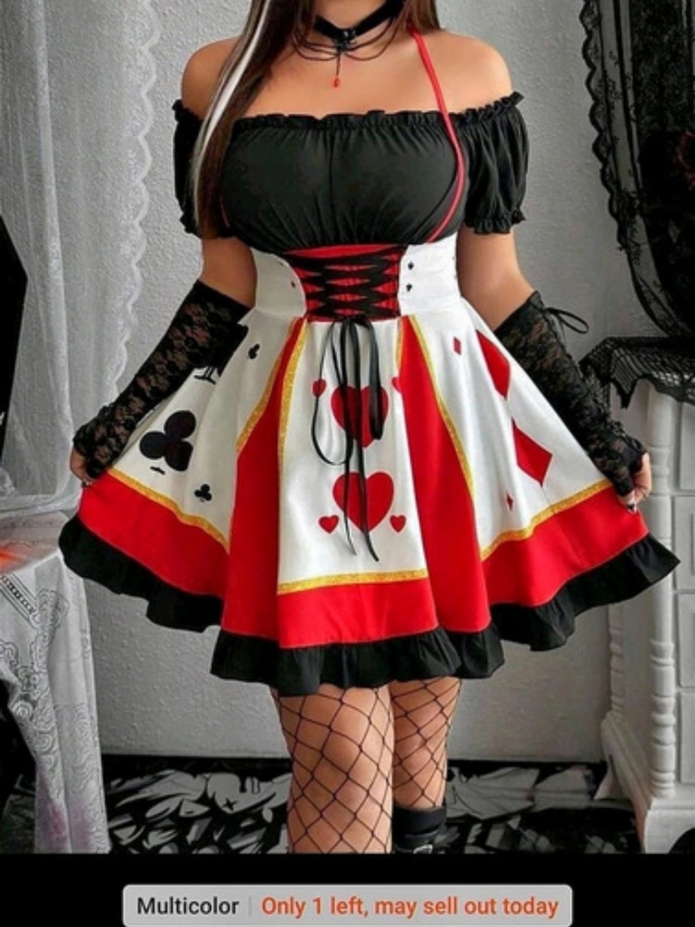 SHEIN Plus Size Women Queen Of Hearts Costume Dress 2x NWT **HALLOWEEN**